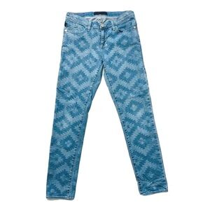 Rock & Republic Berlin Skinny Stretch Jeans All Over Print Light Wash 8 (30) EUC
